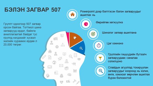 Хүний толгой Powerpoint бэлэн загвар. Инфографик. Агуулгад тохиромжтой